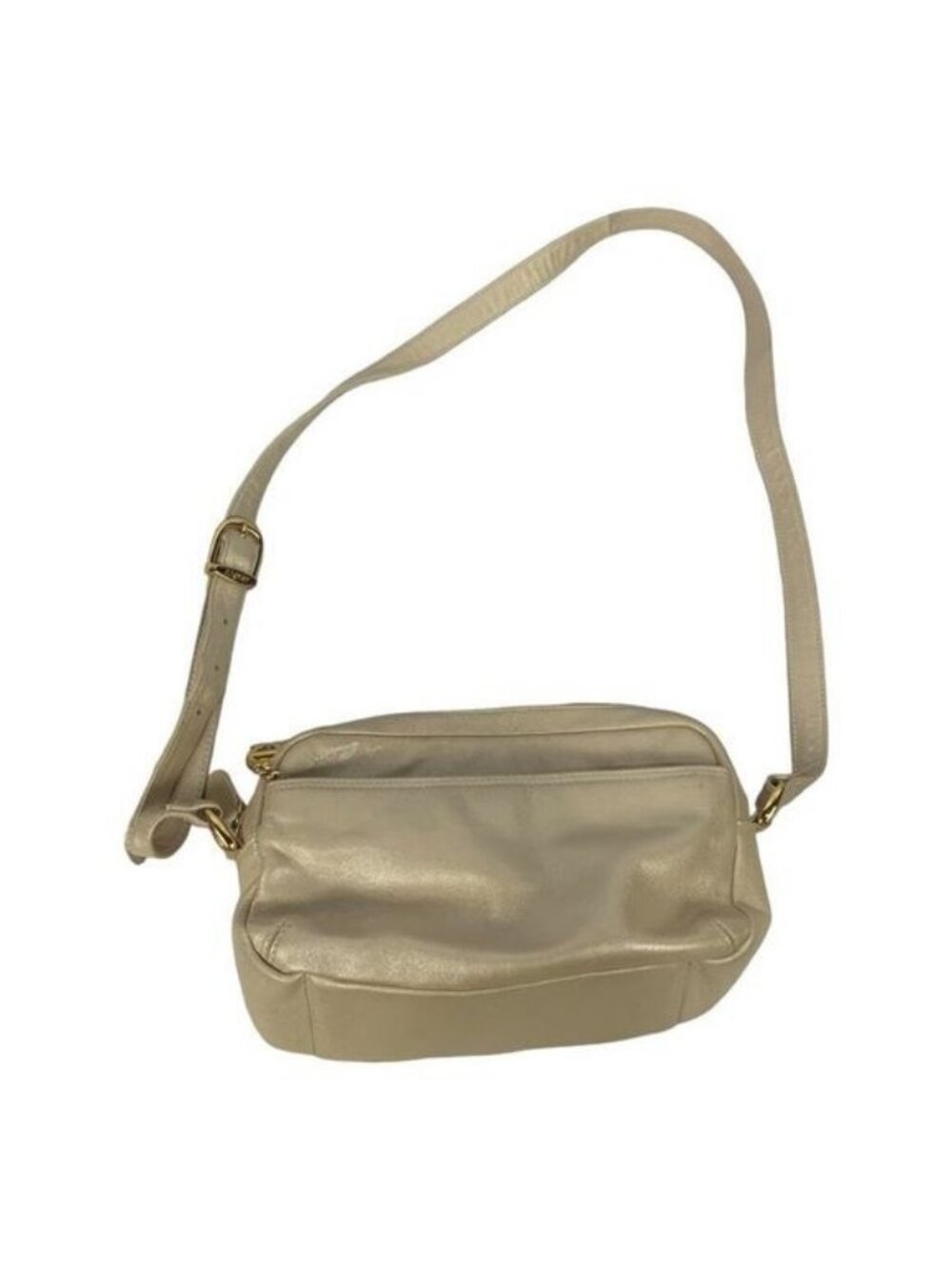 Etienne Aigner Beige Genuine Leather Crossbody Bag With Gold Hardware